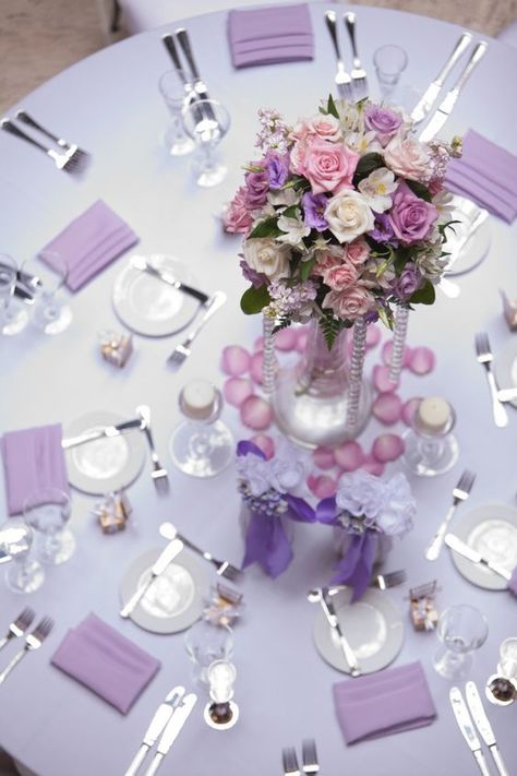 Wedding Reception Inspiration Lilac Wedding Themes, Lavender Wedding Theme, Illinois Wedding Venues, Popular Wedding Colors, Best Wedding Colors, Purple Wedding Theme, Illinois Wedding, Wedding Reception Centerpieces, Lilac Wedding