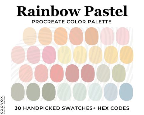 Procreate Kawaii, Procreate Etsy, Color Palette For Procreate, Rainbow Color Palette, Neon Colour Palette, Procreate Palette, Pastel Color Palette, Birthday Party Design, Paint Color Inspiration