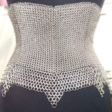 Chain Mail Patterns, Chainmail Corset, Chainmail Crochet, Fantasy Feast, Chainmail Diy, Chainmail Clothing, Western Barbie, Chainmail Shirt, Chain Maille Patterns