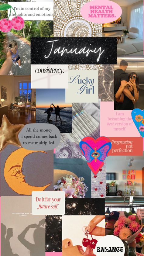 January Vision Board January Vision Board, G Friend, Lucky Girl, Life Is Good, Vision Board