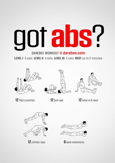 Got Abs? Workout Ab Dumbell Workout, Badminton Workout, Darebee Workout, Chair Exercises For Abs, Pre Workout Stretches, Full Body Workout No Equipment, Workouts Cardio, Before Bed Workout, Wall Pilates