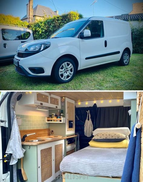 Mini Camper Van Ideas, Mini Campervan Interior, Cargo Van Camper, Microcamper Berlingo, Micro Camper Ideas, Mini Van Camper Conversion, Mini Van Conversion Minivan Camping, Ford Connect Camper Conversion, Mini Camper Diy