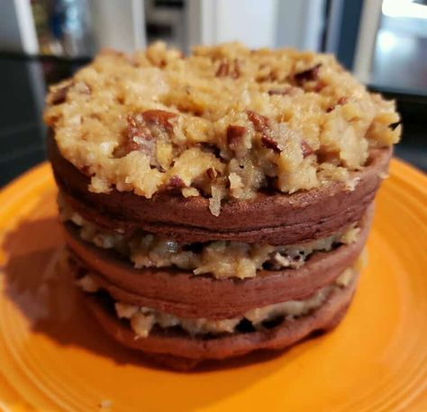 German Chocolate Chaffle Cake Recipe Keto Trash, Pickle Chaffle, Chaffle Cake, Pumpkin Chaffle, Sweet Chaffle, Trash Cookies, Chocolate Chaffle, Keto Blt, Cheese Chaffle