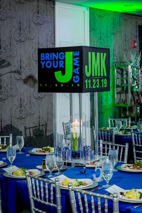 Aurum Events Freehold NJ Bar Mitzvah Dj Theme Party Ideas, Bar Mitzvah Centerpiece Ideas, Video Game Bar, Bar Mitzvah Ideas Boys, Bar Mitzvah Decorations, Bat Mitzvah Centerpieces, Bat Mitzvah Photography, Basketball Bar Mitzvah, Mitzvah Centerpieces