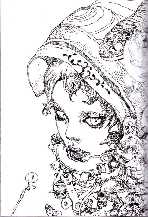 Collaboration Art, Katsuya Terada, Kim Jung Gi, Anime Books, Cyborgs Art, Japanese Text, Collaborative Art, Anime Book, Arte Inspo