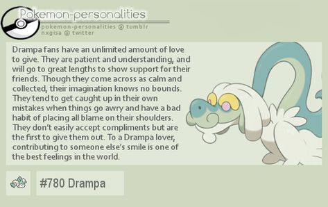 Drampa Pokemon, Pokemon Personalities, Pokemon Couples, Gotta Catch Them All, Catch Em All, Pocket Monsters, Picture Quotes, Feel Good, Pokemon