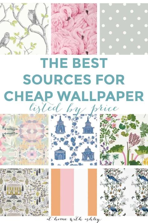 The best places to buy affordable wallpaper from the cheapest to most expensive shops with prices per square foot so you can get the best deal! I share paste options and peel and stick products that are cheap. Where to find inexpensive, beautiful wallpaper online. My tips will show you how I've made my wallpaper dreams come true on a budget. I share my sources for home decor wallpaper products that will add beautiful and modern patterns to your design. Cheap Wallpaper Ideas, Inexpensive Wallpaper, Wholesale Wallpaper, Peel And Stick Wallpaper Bathroom, Where To Buy Wallpaper, Amazon Wallpaper, Free Wallpaper Samples, Affordable Wallpaper, Discount Wallpaper