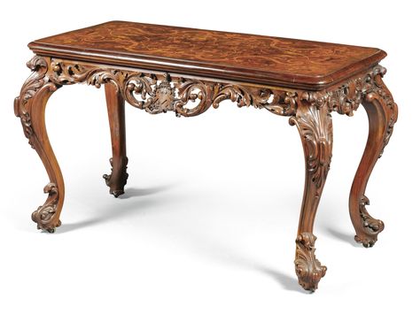 A Victorian walnut and inlaid side table mid-19th century Console Designs, Center Table Decor, Antique Stuff, 1850s Fashion, Wood Carving Furniture, Victorian Table, Classic House Exterior, Antique French Furniture, Eclectic Furniture