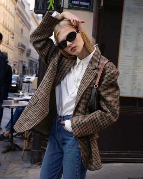 Brown Checked Blazer Outfit, Check Jacket Outfit, Check Blazer Outfit Women, Wool Blazer Outfit Women, Plaid Blazer Outfit Women, Checkered Blazer Outfit, Checked Blazer Outfit, Check Blazer Outfit, Always In My Mind