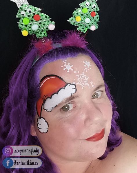 Santa Hat Face Paint, Facepaint, Christmas Hat, Face Art, Santa Hat, The Eye, Face Painting, Makeup Nails, Face Paint