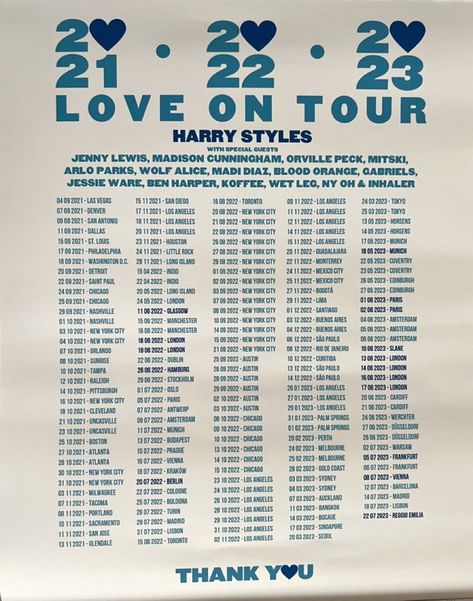 Thank You Poster, Jessie Ware, Jenny Lewis, Harry Styles Poster, Harry Styles Aesthetic, Blue Poster, Harry Styles Love On Tour, Mr Style, Tour Posters