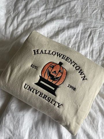 Halloween Town University, Embroidered Halloween, Halloween Crewneck, Embroidered Crewneck, Embroidered Sweatshirt, Halloween Town, University, Halloween, Sweatshirts