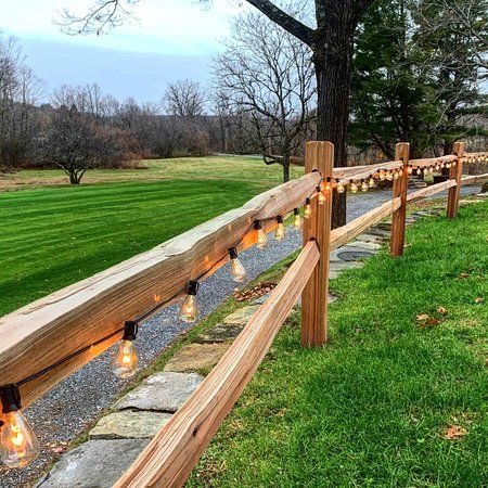 Cedar Split Rail Fence, Edison Lights, Driveway Fence, Ranch Fencing, Bennington Vermont, Barn Remodel, Split Rail Fence, Farm Christmas, Rail Fence