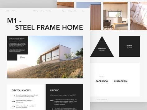 Modular Houses LP by Solomia Kravets 👽 on Dribbble Restaurant App, Steel Frame House, Logo Redesign, Travel App, Design Jobs, Film Photographers, Design Research, Landing Pages, Mobile Apps