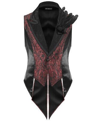 Top Rated Devil Fashion Mens Aristocratic Vampire Tailed Waistcoat Vest - Black & Red, Mens Clothing Vampire Clothes Men, Red Vest Men, Vampire Goth Men, Vampire Outfit Men, Vampire Clothing, Male Goth, Goth Outfits Men, Devil Outfit, Vampire Outfit