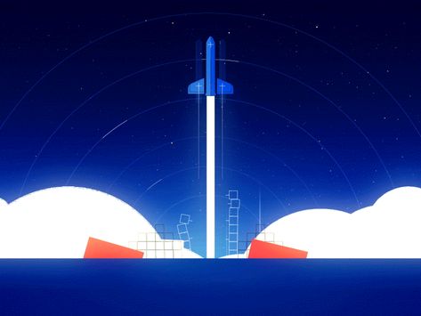 Space shuttle launch by Stéphane Gibert Space Motion Graphics, Rocket Animation, Space Graphic Design, Flat World, Adobe Animate, Storyboard Illustration, 2d Game Art, Space Games, Nyc Design