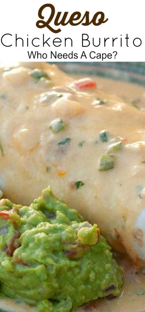 Queso Chicken Burritos will knock your socks off, an amazingly delicious dinner! Burrito With Queso Sauce, Loaded Queso Burritos, Queso Chicken Burritos, Chicken Burritos With Rice, Queso Smothered Burritos, Smothered Burritos Chicken, Cheesy Chicken Burritos, Best Burrito Recipe, Cheesy Burritos