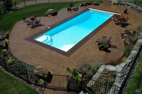 Pool Gallery: Your Sharper Edge Pool Landscaping Ideas, Inground Pool Landscaping, Swimming Pool Photos, Pool Landscape, Landscaping Retaining Walls, Rectangular Pool, Inground Pool, Fiberglass Pools, Backyard Pool Landscaping