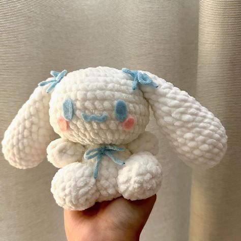 Cinnamoroll plushie ⭐️ DM TO ORDER ‼️ Pattern by @jaydedcrochet #crochet #crochetplushie #crochetsanrio #sanrio #cinnamoroll #crochetcinnamoroll Cinnamoroll Pattern, Cinamoroll Crochet Pattern, Crochet Cinnamoroll Free Pattern, Crochet Cinnamoroll, Hello Kitty Crochet, Cute Squishies, Quick Crochet, Cute Plush, Cute Pattern