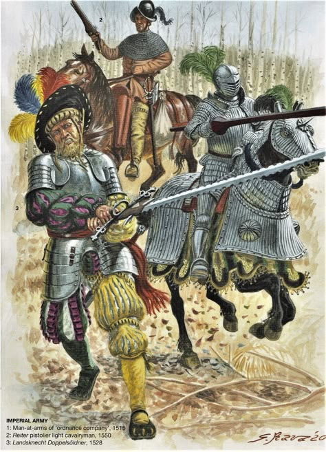 Hapsburg Imperial army, first half of the 16th century Medieval Drawings, Medieval Warfare, Century Armor, Early Modern Period, Imperial Army, Historical Armor, German History, Original Paintings For Sale, Knight Armor