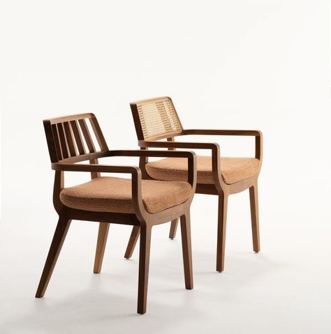 Kaya chairs by Morgan Furniture | Dezeen Showroom Modern Wooden Chair, Japan Furniture, Modern Spanish Home, Japandi Interior Design, Balcony Chairs, Chair Design Modern, Furniture Design Chair, Japandi Interior, Wooden Dining Chairs