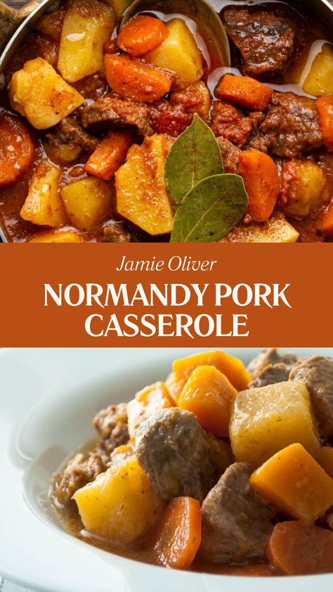 Jamie Oliver Normandy Pork Casserole Normandy Pork Casserole, Cider Chicken, Pork Casserole, Jamie Oliver Recipes, Nice Food, Gluten Free Rice, Pork Shoulder, Crusty Bread, Jamie Oliver