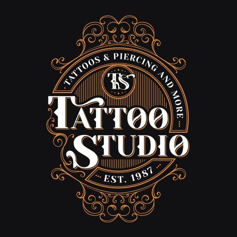 Tattoo Logo Design Graphics, Tattoo Shop Logo, Artist Logo Design Creative, Tattoo Studio Logo, Magic Tattoo, Logo Vintage, Online Logo Design, Tattoo Signs, Shop Logo Design