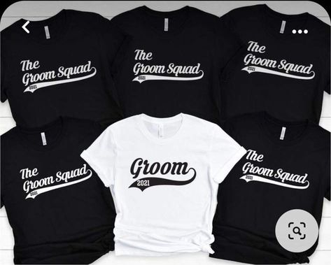 Groom Squad Shirts, Wedding Party Shirts Stag And Doe, Wedding Crew Shirts, Bachelor Party T Shirts, Bachelor Party Outfit Men, Groomsmen Shirts Ideas, Bachelorette Branding, Bachelor Party Outfit, Bachelor Ideas