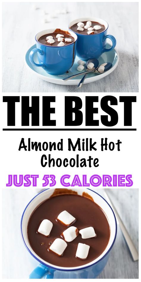 Vegan Hot Chocolate (Just $0.50) Low Cal Hot Chocolate, Low Calorie Hot Chocolate, Almond Milk Hot Chocolate Recipe, Hot Chocolate With Almond Milk, Almond Milk Hot Chocolate, Dairy Free Hot Chocolate, 500 Calories Recipes, Low Calorie Vegan, Crockpot Hot Chocolate