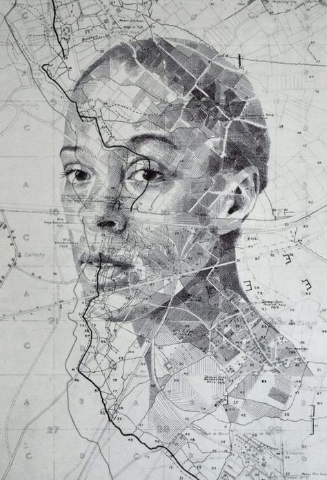 Artist Merges Cartography with Ink and Pencil Drawings to Create Beautiful Portraits Ed Fairburn, Gcse Art Sketchbook, Colossal Art, Western Front, Art Carte, English Artists, Gcse Art, A Level Art, School Themes