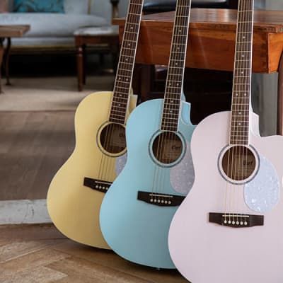 Cort Jade Series Pastels Pastel Guitar, Cute Guitar, Writing Songs Inspiration, Acoustic Guitar Photography, Guitar Jewelry, Guitar Fingers, Guitar Obsession, Guitar Photos, Music Things