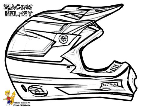 Dirt Bike Helmet Coloring Page Dirt Bike Helmet, Dirt Bike Party, Helmet Drawing, Dirt Bike Birthday, Dirt Bike Helmets, Bike Tattoos, Motorcycle Drawing, Bike Logo, Bike Drawing