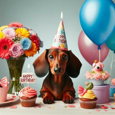 Dog Birthday Wishes, Happy Birthday Dachshund, Birthday Wishes For Her, Dachshund Birthday, Happy Birthday Wishes Images, Birthday Bouquet, Happy Birthday Wishes Cards, Birthday Wishes And Images, Birthday Wishes Cards