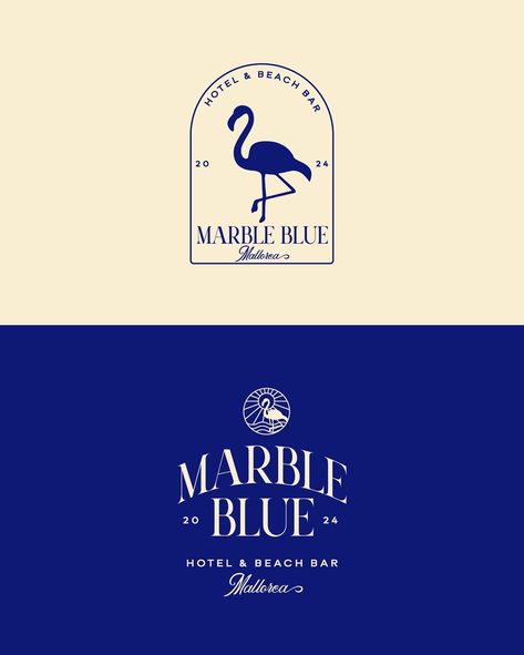 Marble Blue, a hotel resort & beach bar that captures the island’s essence, combines luxury with the charm of the coastal and natural environments 🌴  holiday, beach bar branding, beach bar menu, cocktail menu, cocktail menu design, drinks menu inspo, arch logo, holiday branding, logo design inspo, beach logo, beach bar logo, hotel logo, elegant design, luxurious design, print design, print designer, flamingo logo, hotel resort logo, hotel resort branding, navy blue color palette, blue logo Beach Hotel Logo, Beach Club Branding, Hotel Logo Design Ideas, Beach Resort Logo, Cocktail Bar Logo, Beach Bar Design, Beach Club Logo, Coastal Branding, Drink Logo Design