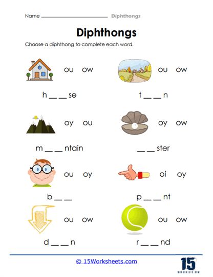 Choose From Two Worksheet - 15 Worksheets.com Dge Words Worksheet, Dipthongs Worksheets, Dipthong Activities, Diphthongs Worksheets, Th Phonics Worksheet, Diphthongs Ou Ow Worksheets, 4th Grade Spelling Words, 4th Grade Spelling, Short Vowel Worksheets