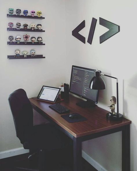 Programmers Desk, Pc Builds, Computer Desk Setup, Desk Goals, Desk Inspiration, My Workspace, Computer Room, Gaming Room Setup, Workspace Inspiration