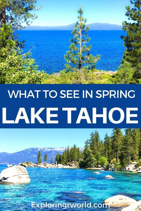 Lake Tahoe in spring is great for hiking. The dam leads into the Truckee River. Bike along the shore. Mountains still hold snow. Lake Tahoe Spring, Lake Tahoe Map, Tahoe Trip, Truckee River, Lake Tahoe Vacation, North Lake Tahoe, Spring Getaway, Hiking Mountains, California Destinations