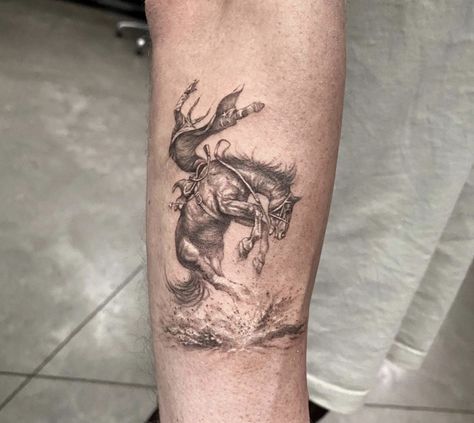 Skeleton Bronc Rider Tattoo, Punchy Spine Tattoo, Broke Tattoos, Bronco Tattoo, Western Tats, Cowboy Tattoo, Bull Skull Tattoos, Cowboy Tattoos, Brother Tattoos