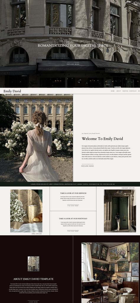 Creative innovations in website design Baroque Web Design, Moody Web Design, Website Design Vintage, Web Designer Website, Luxury Website Design Inspiration, Moody Website Design, Wix Website Ideas, Luxury Web Design, Luxury Website Design