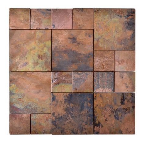 Copper Wall Tiles, Copper Mosaic Tile, Walls Panels, Copper Tile Backsplash, Travertine Mosaic Tiles, Dj Table, Patterned Wall Tiles, Auto Garage, Metal Mosaic Tiles