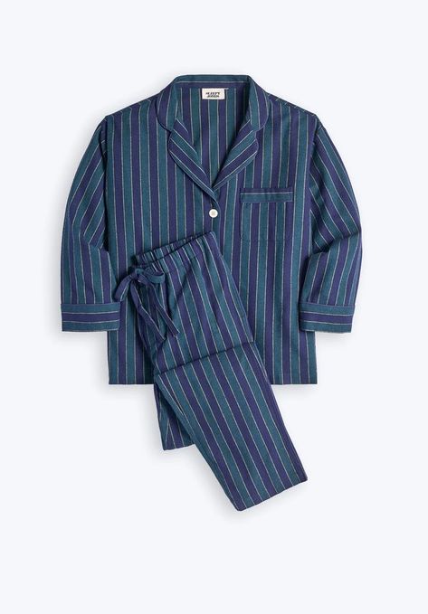 Sleepy Jones, Women's Pajamas, Striped Pyjamas, Flannel Pajamas, Pajama Bottoms, Long Sleeve Pyjamas, Shirt And Pants, Navy And Green, Dream Clothes