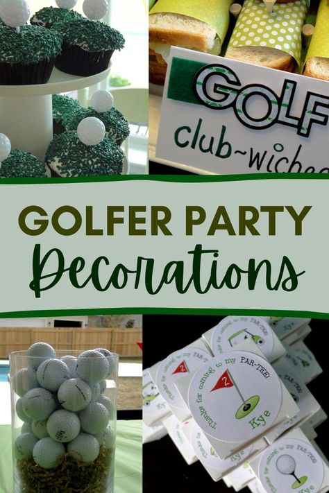 Golf Themed Birthday Party Ideas for Kids 40th Birthday Party Men, Golf Themed Party, Golf Party Games, Golf Party Foods, Golf First Birthday, Themed Birthday Party Ideas, Golf Theme Party, Ideas For Food, Birthday Party Ideas For Kids