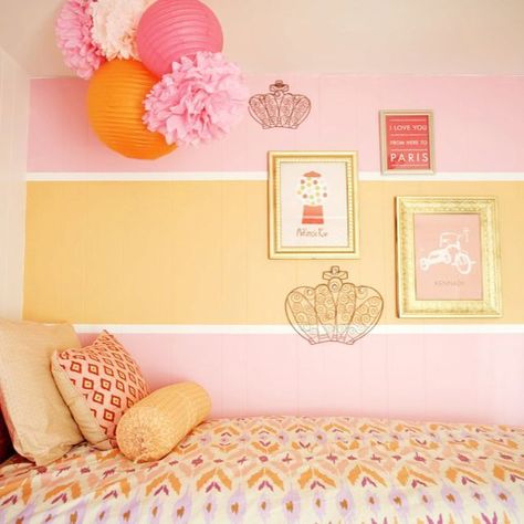 Pink And Yellow Bedroom, Kids Room Colors, Yellow Kids Bedroom, Yellow Girls Room, Yellow Girls Bedroom, Yellow Kids Rooms, Girls Room Colors, Yellow Girls, Gold Bedroom Decor