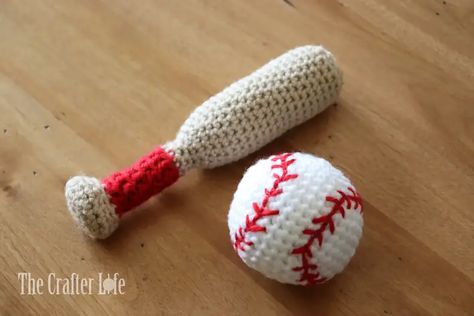 Crochet Baseball Free Pattern, Crochet Baseball Bat Free Pattern, Crocheted Baseball Pattern, Crochet Softball Pattern, Atlanta Braves Crochet Pattern, Sports Crochet Patterns, Crochet Baseball Pattern, Crochet Baseball Bat, Baseball Crochet Pattern