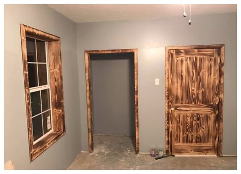 Burnt Wood Door Design Idea Wood Door Design, Burnt Wood Finish, Bedroom Door Design, Burnt Wood, Design Door, Bedroom Door, Wood Plans, French Doors Interior, Wood Door