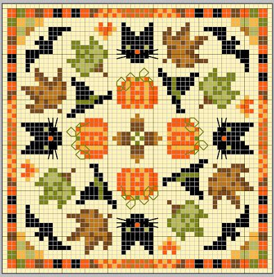 gazette94 free Halloween cross stitch Biscornu Cross Stitch, Fall Cross Stitch, Cross Stitch Freebies, Blackbird Designs, Halloween Cross Stitch Patterns, Tapestry Crochet Patterns, Halloween Cross Stitches, Crochet Tapestry, Halloween 2