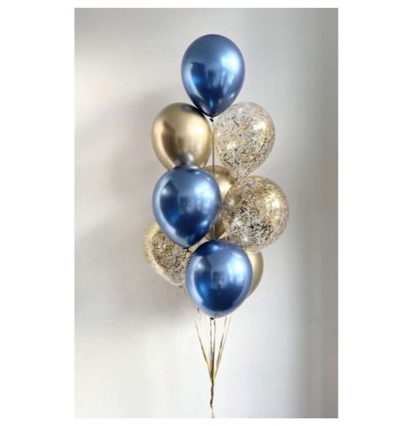 Balloon Decorations Blue And Gold, Gold And Blue Balloons, Blue Gold White Balloons, Dark Blue Balloons, Dark Blue And Gold Balloons, 50th Birthday Men, 50th Birthday Balloons, 40 Balloons, Baby Shower Balloon Decorations