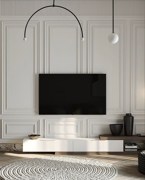 Classic Modern Interior, Tv Zone, Zone Tv, Neoclassic Interior, Contemporary Living Room Design, Living Room Tv Unit Designs, Apartment Projects, Classic Interior Design, Luxury Bedroom Master