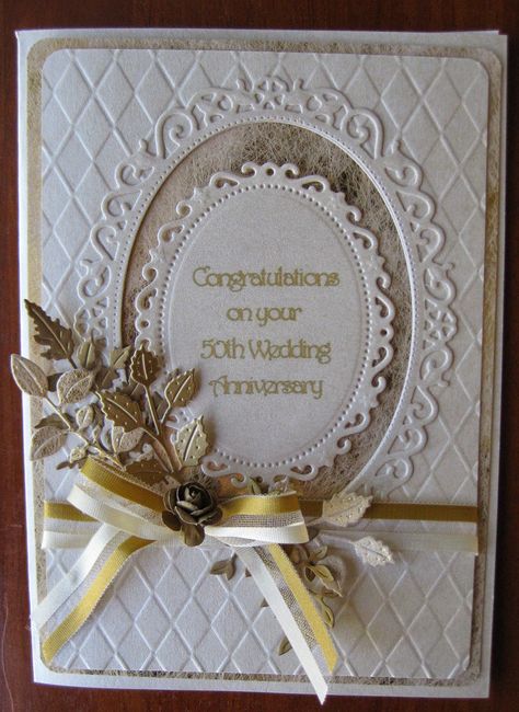 CRAFTY IDEAS, MINE AND EVERYONE ELSES: SPECIAL ANNIVERSARIES Room Diy Projects, Golden Anniversary Cards, Craft Room Diy, Golden Wedding Anniversary Card, Anniversary Card Ideas, 50th Anniversary Cards, Anniversary 50th, Anniversary Cards Handmade, 50th Wedding Anniversary Party