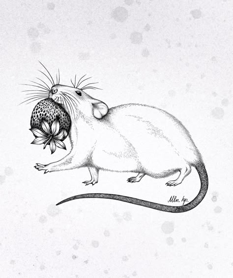 Minimal Tattoo Designs, Minimal Tattoo Ideas, Rat Tattoo, Rat Art, Tattoo Cute, Mouse Tattoos, Mouse Illustration, Wicked Tattoos, Animal Illustration Art